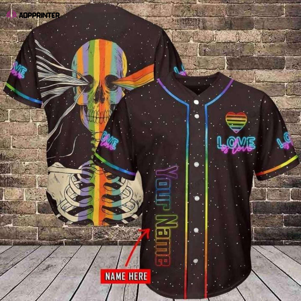 Colorful Skull Love Is Love Baseball Jersey LGBT Support Adult Unisex Sizes S - 5XL Full Size - Aopprinter