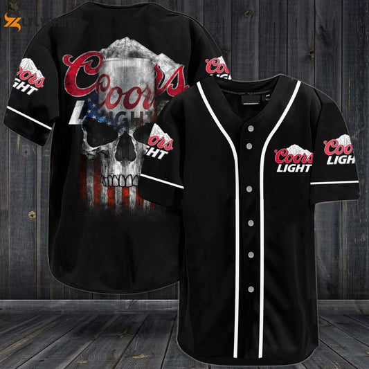 Coors Light USA Flag Skull All Over Print Unisex Baseball Jersey - lylyprint.com