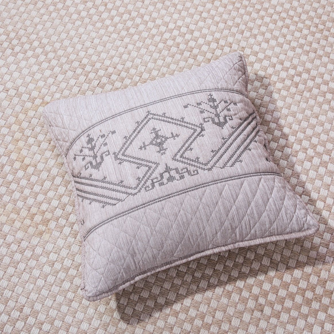 DaDa Bedding Whimsical Lavender Purple Grey Yarn Dyed Euro Pillow Sham Cover, 26" x 26 (JHW866)