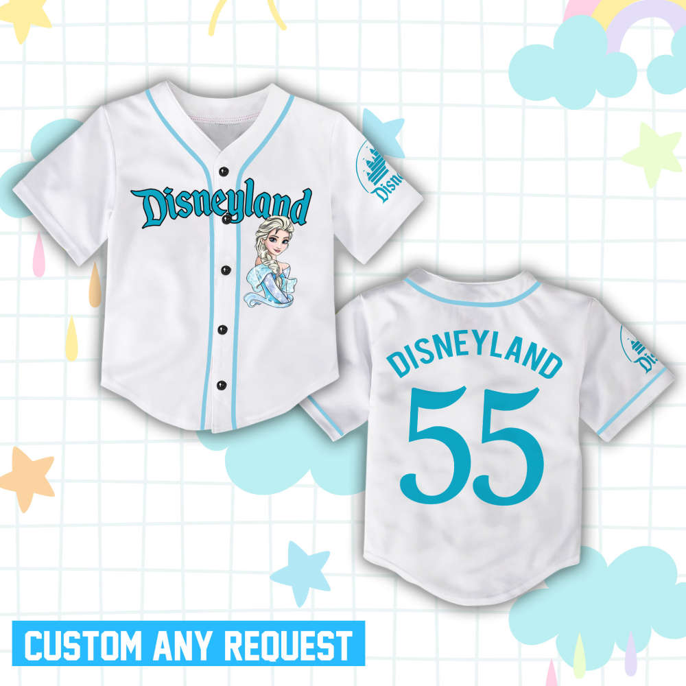 Custom Ddisney Princess Elsa Game Day Baseball Jersey Ddisney Frozen Elsa Baseball Outfit For Baseball Fan... (Image 3)