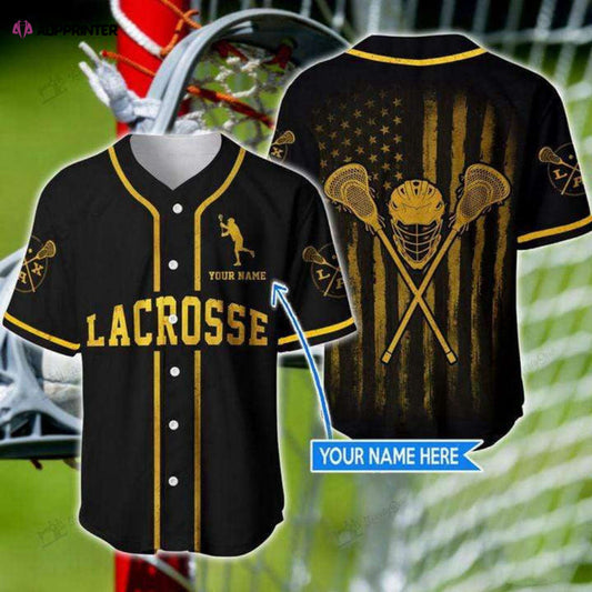 Custom Lacrosse Yellow Black Baseball Jersey | Colorful | Adult Unisex | S - 5XL Full Size - Aopprinter