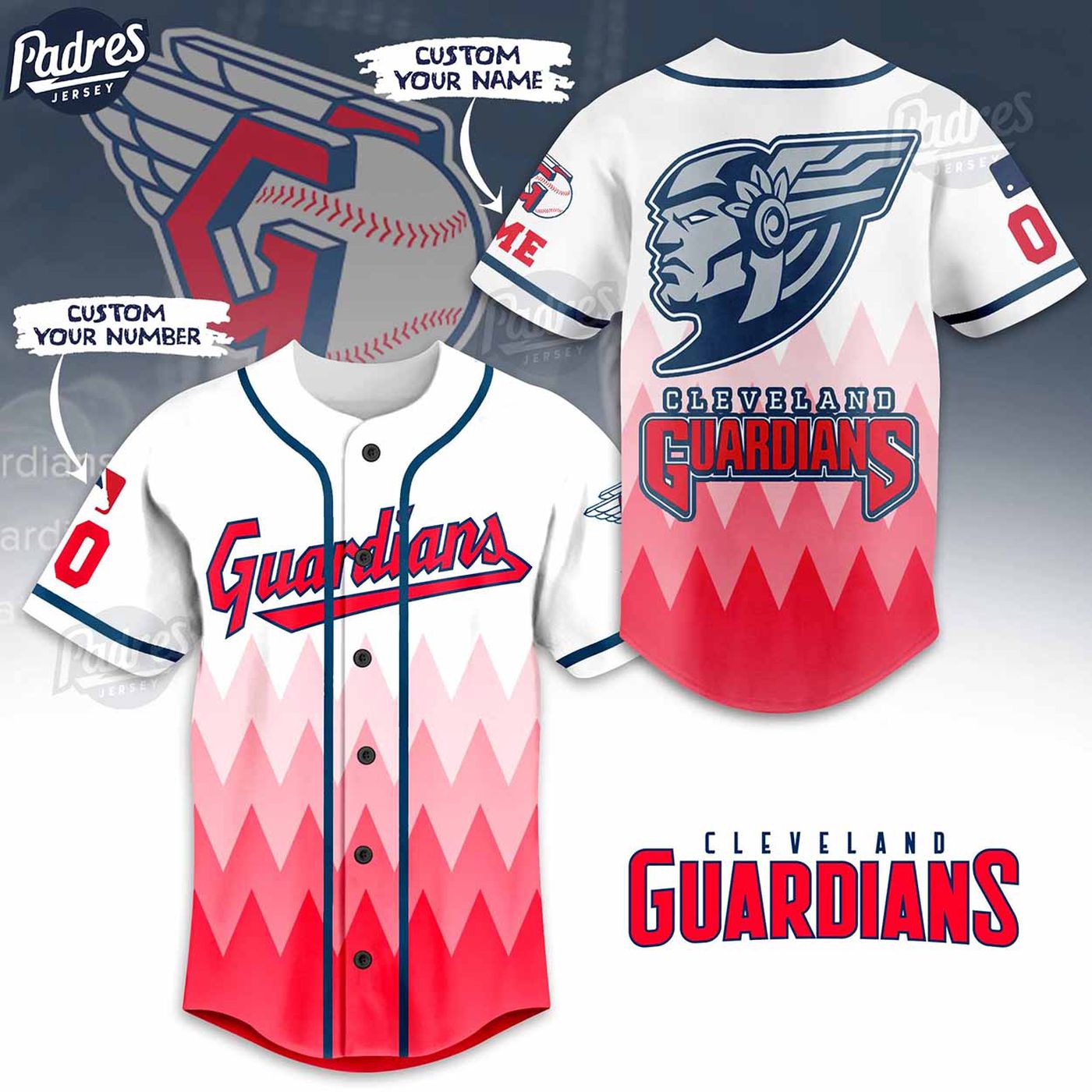 Show your support with a Custom Cleveland Guardian Baseball Jersey featuring the MLB Logo - Gift for Men Women... (Image 2)
