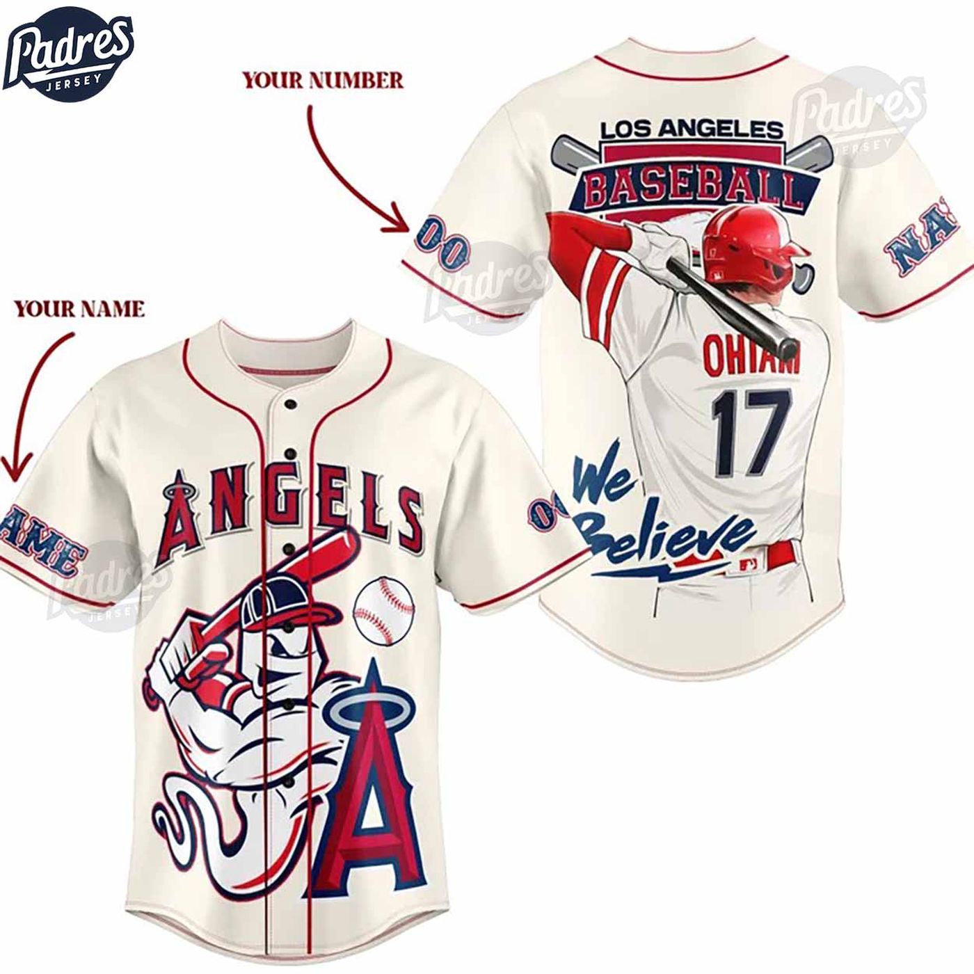 Personalized MLB Los Angeles Angels Baseball Jersey - Custom Style for True Fans - Gift for Men Women -... (Image 2)