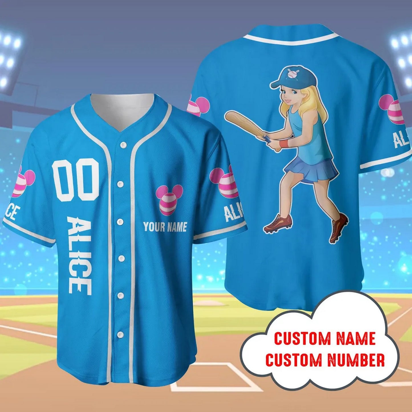 Custom Name And Number Alice In Wonderland Baseball Jersey T-Shirts, Hoodie, Sweatshirt | WearSparks.com
