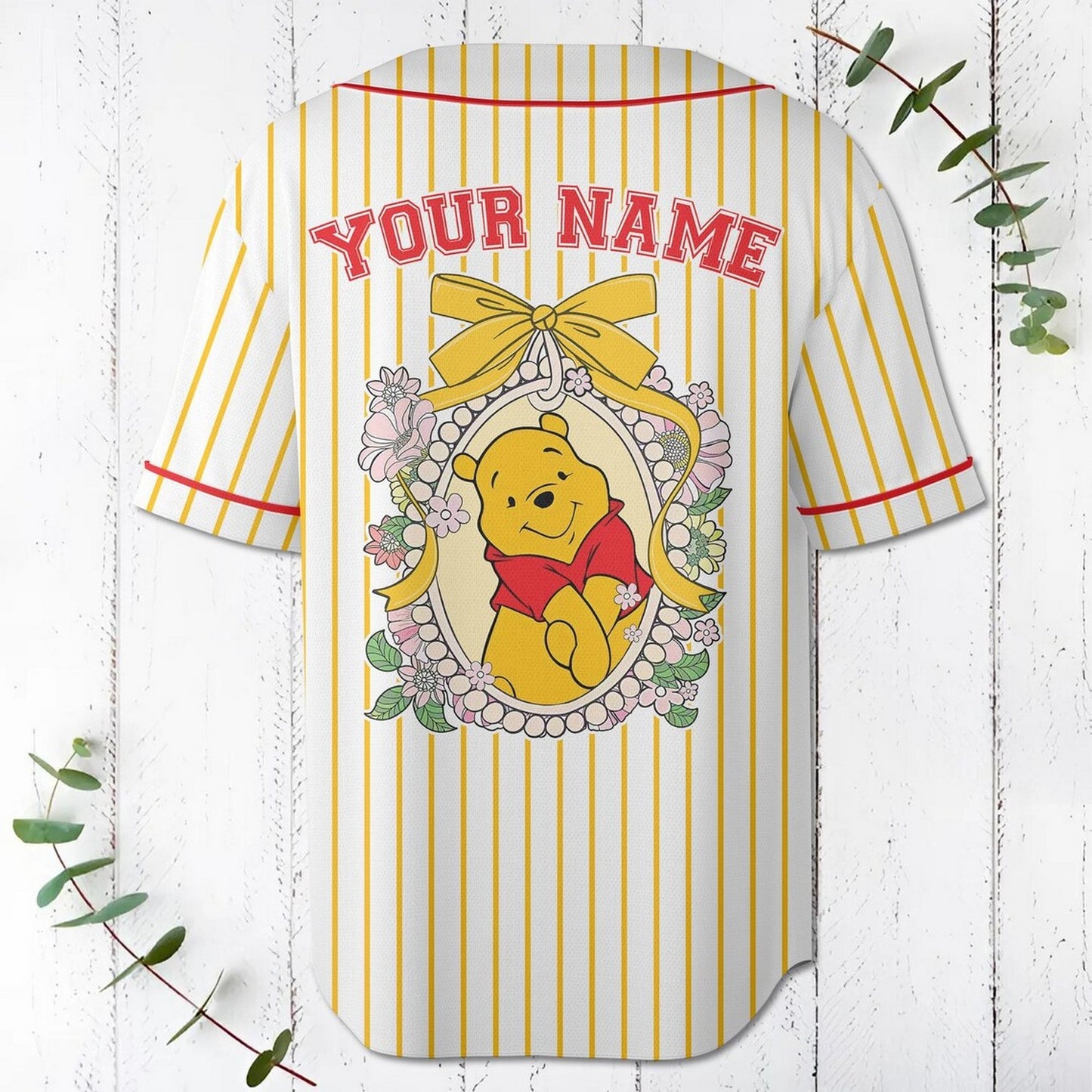Custom Name And Number Coquette Bow Winnie Pooh Baseball Jersey T-Shirts, Hoodie, Sweatshirt | WearSparks.com (Image 3)