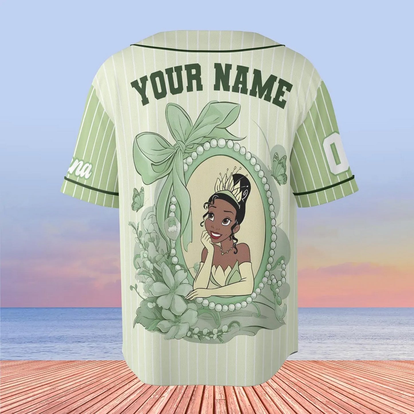 Custom Name And Number Coquette Princess Tiana Green Baseball Jersey T-Shirts, Hoodie, Sweatshirt | WearSparks.com (Image 3)