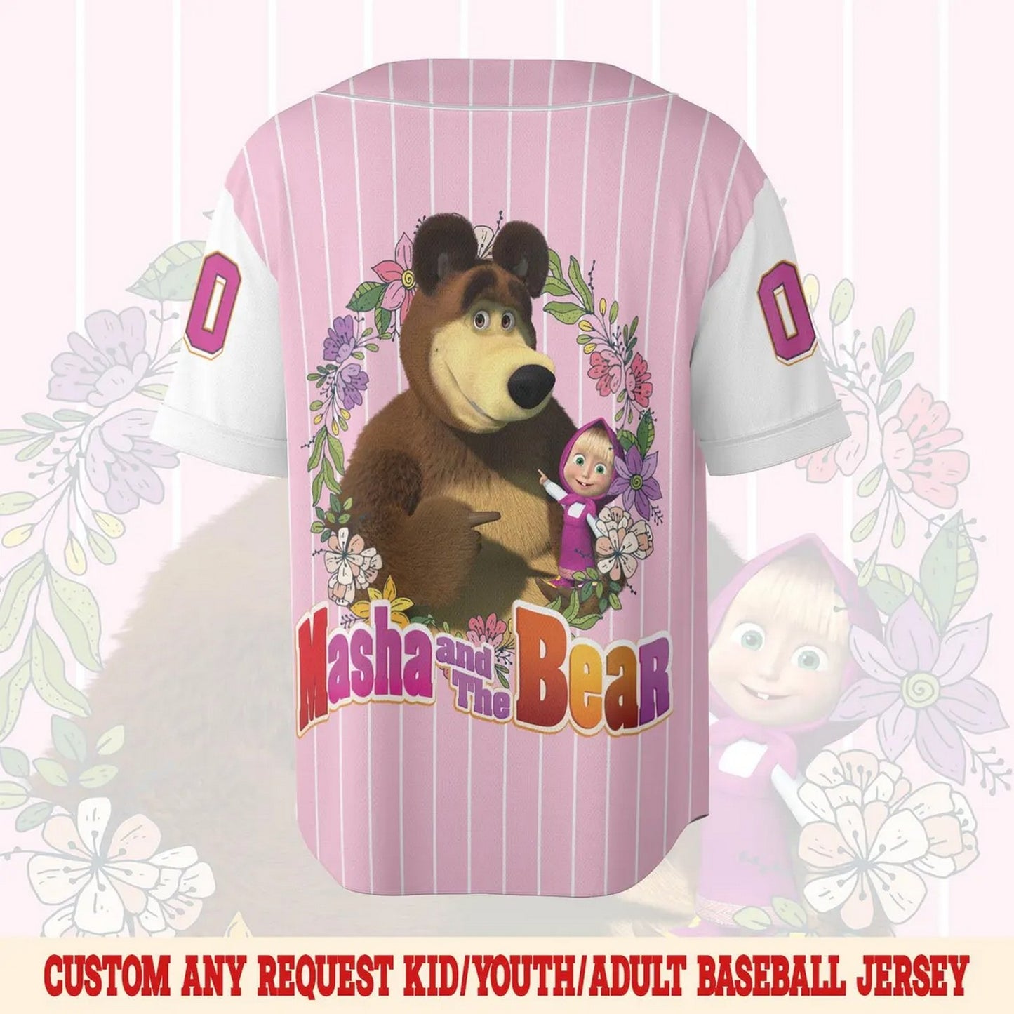 Custom Name And Number Cute Masha And The Bear Baseball Jersey