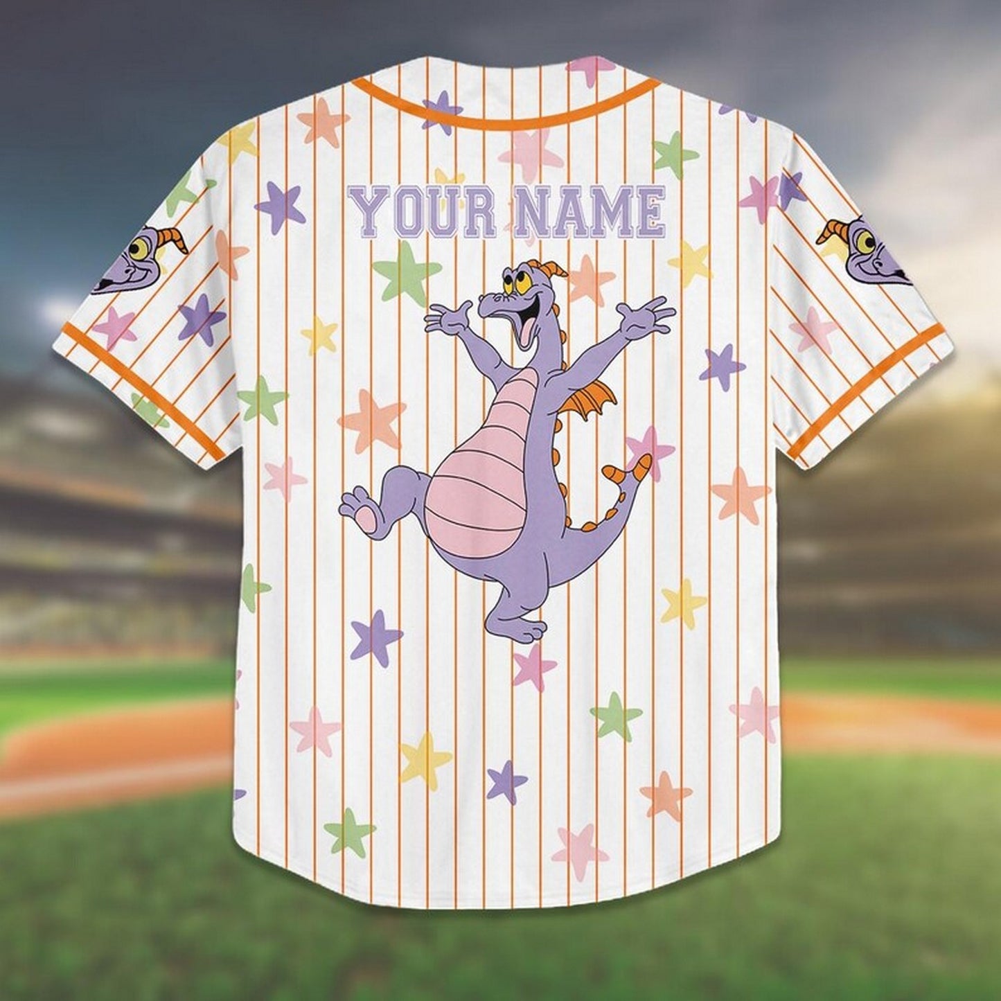 Custom Name And Number Figment And Little Star Pattern Striped White Baseball Jersey