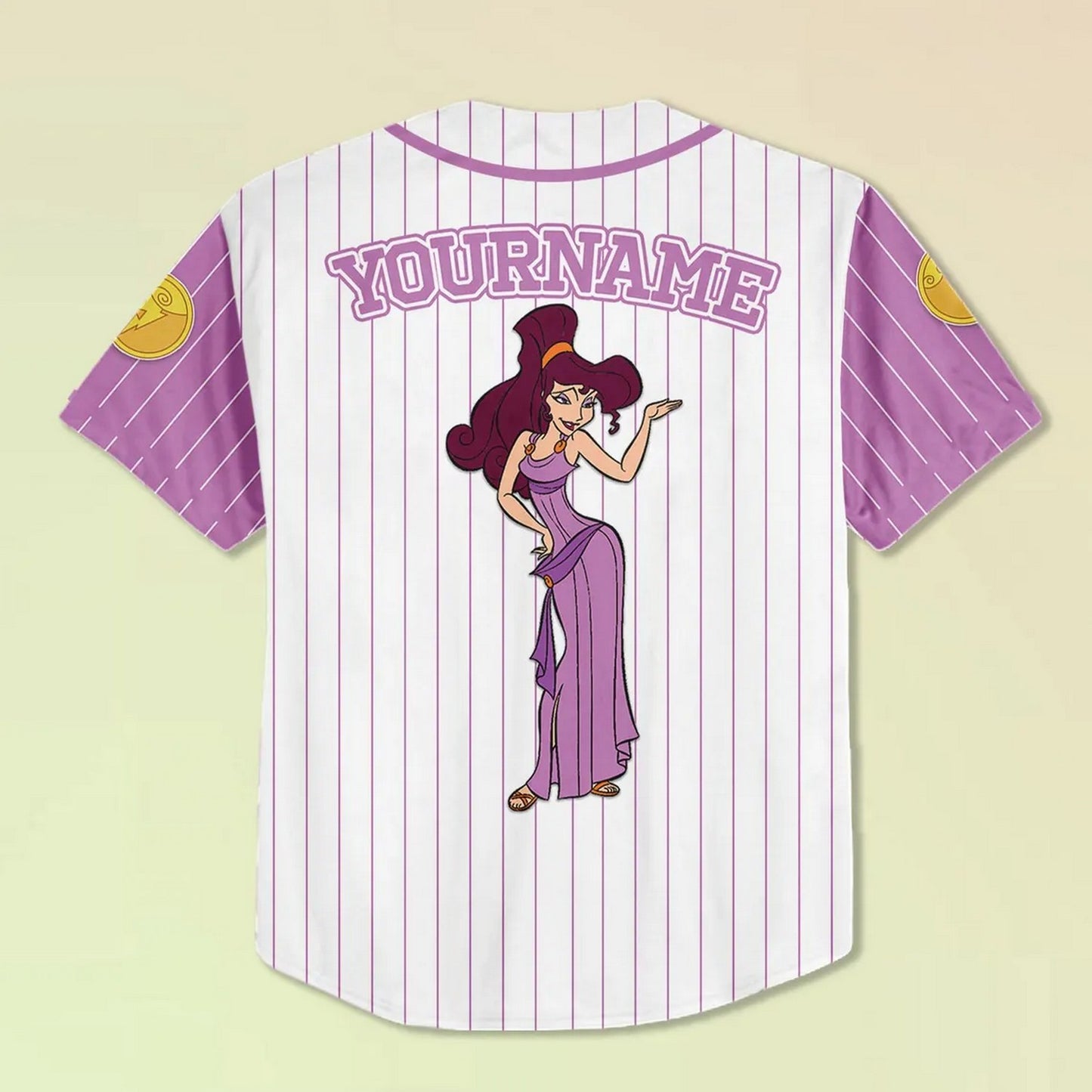 Custom Name And Number Hercules Meg Striped Purple White Baseball Jersey T-Shirts, Hoodie, Sweatshirt (Image 4)