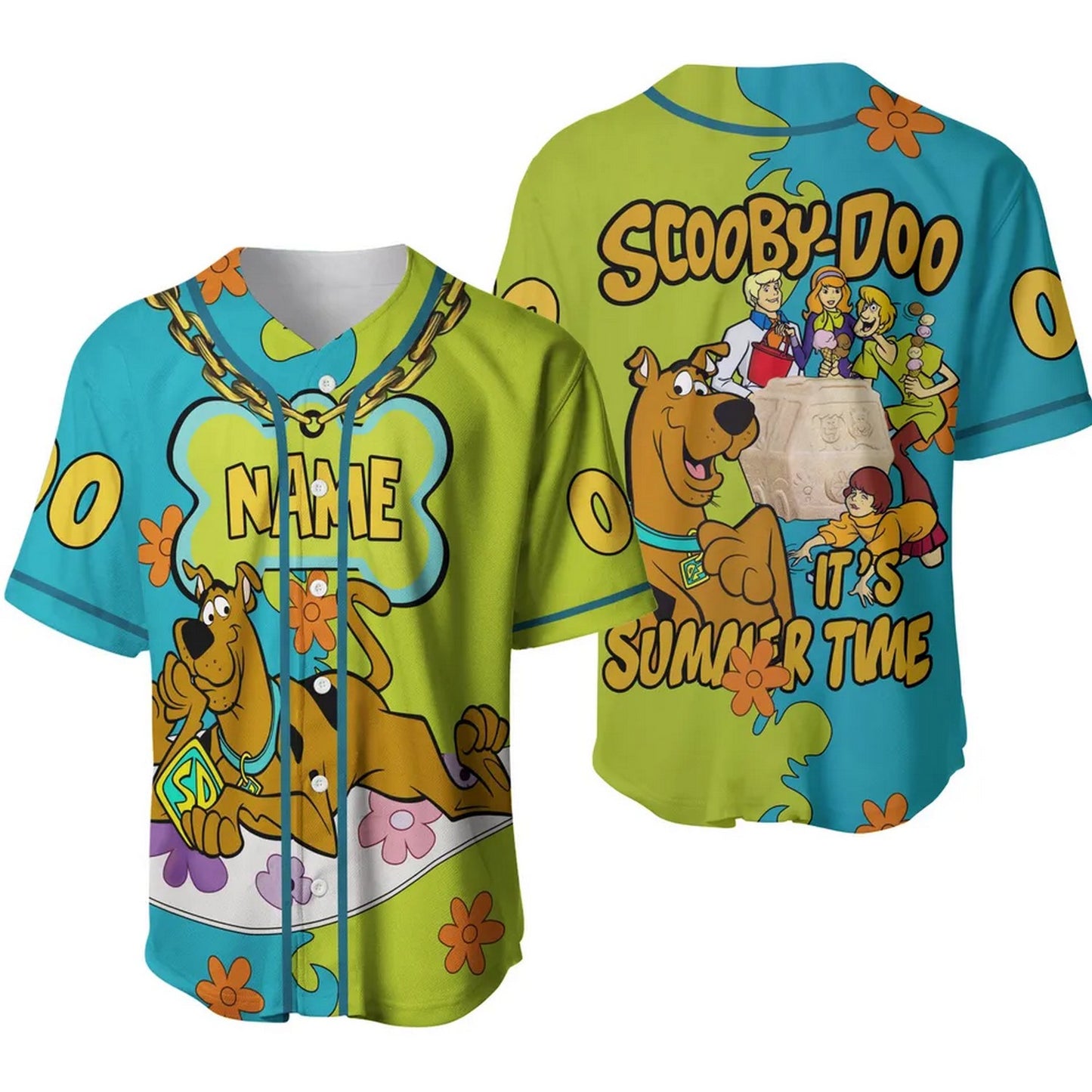 Custom Name And Number Scooby Doo And Friends Baseball Jersey