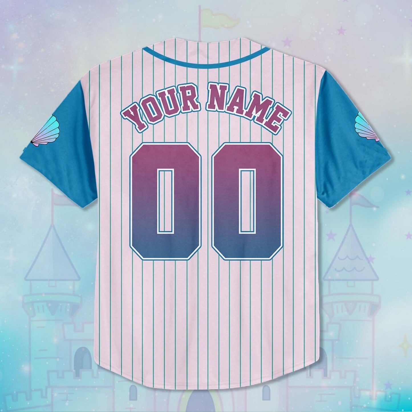 Custom Name And Number The Little Mermaid Princess Ariel Blue Pink Baseball Jersey T-Shirts, Hoodie, Sweatshirt (Image 4)