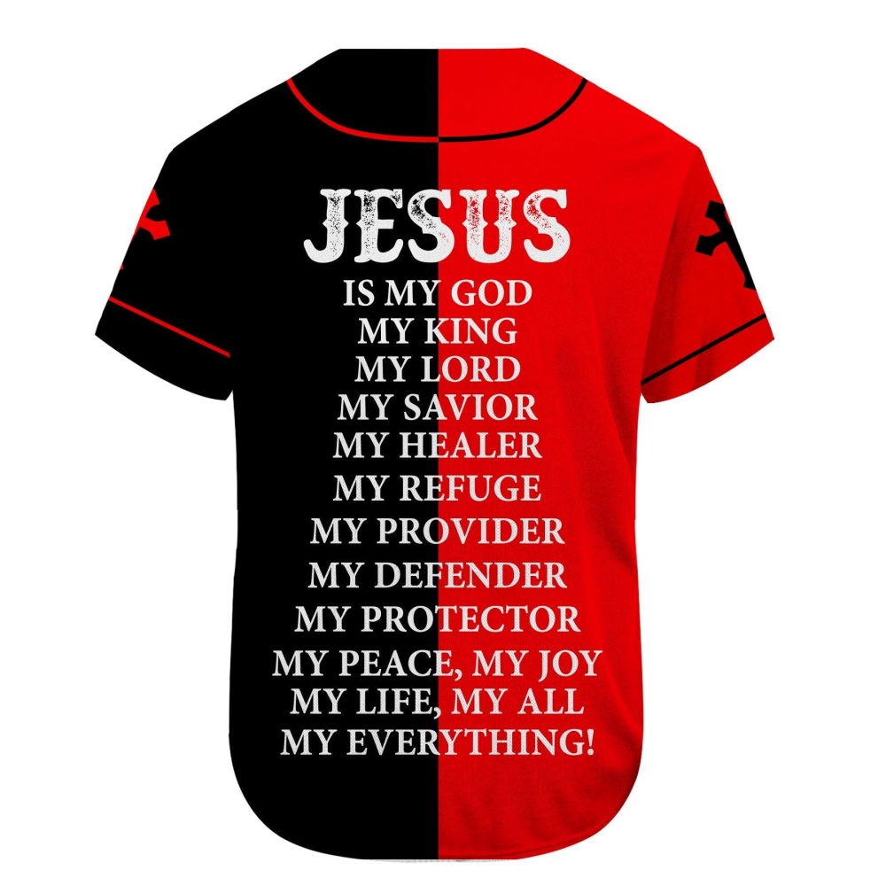 Custom name Child Of God Red and Black Christians Baseball Jersey | Colorful | Adult Unisex | S - 5XL Full Size - Aopprinter