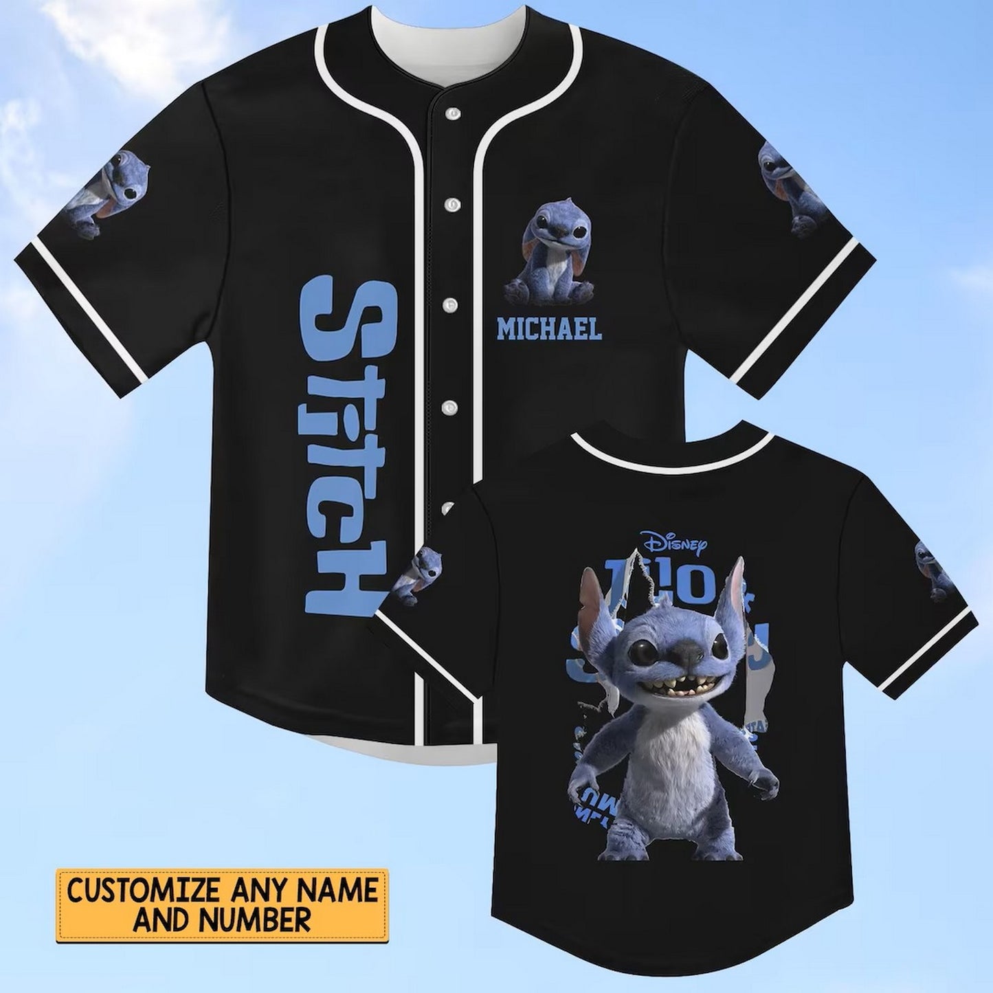Custom Name Lilo And Stitch Live Movie 2025 Black Baseball Jersey