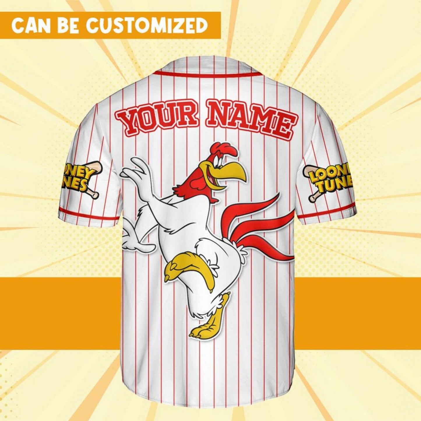 Custom Name Looney Tune Foghorn Leghorn Simple Baseball Jersey
