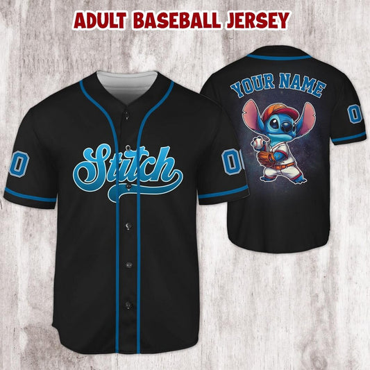 Custom Name Sporty Stitch Black Baseball Jersey