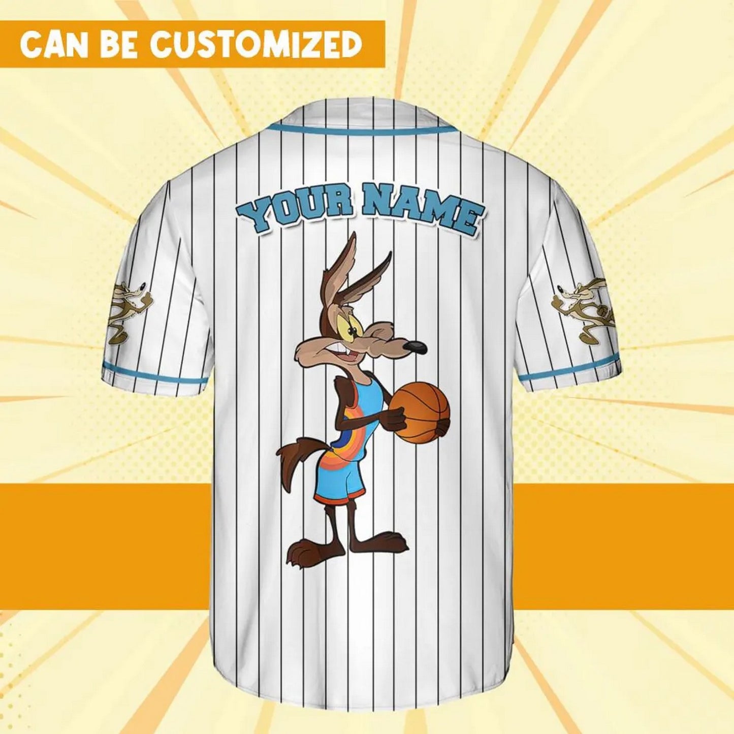 Custom Name Wile E. Coyote Jersey Orange White Baseball Jersey