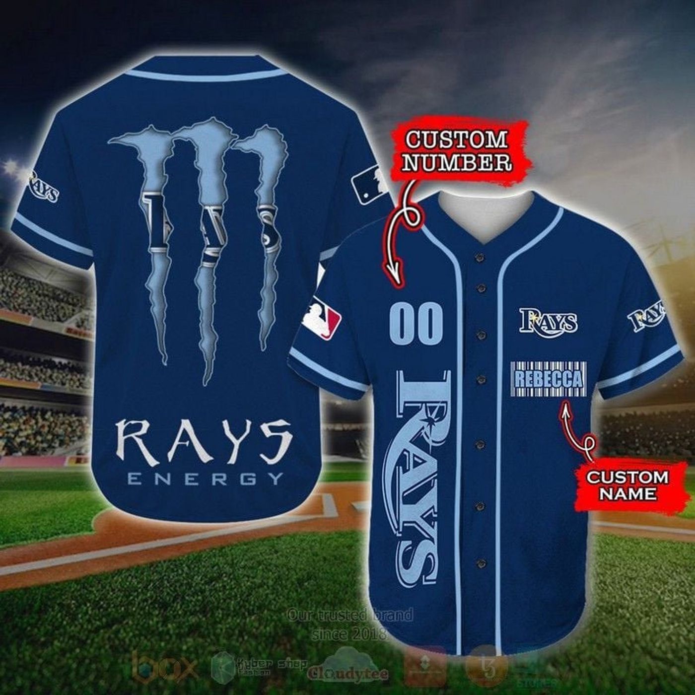 Customized Tampa Bay Rays Baseball Jersey - Perfect Birthday Gift Idea for Men & Women MLB Fans - Gift for Men... (Image 2)
