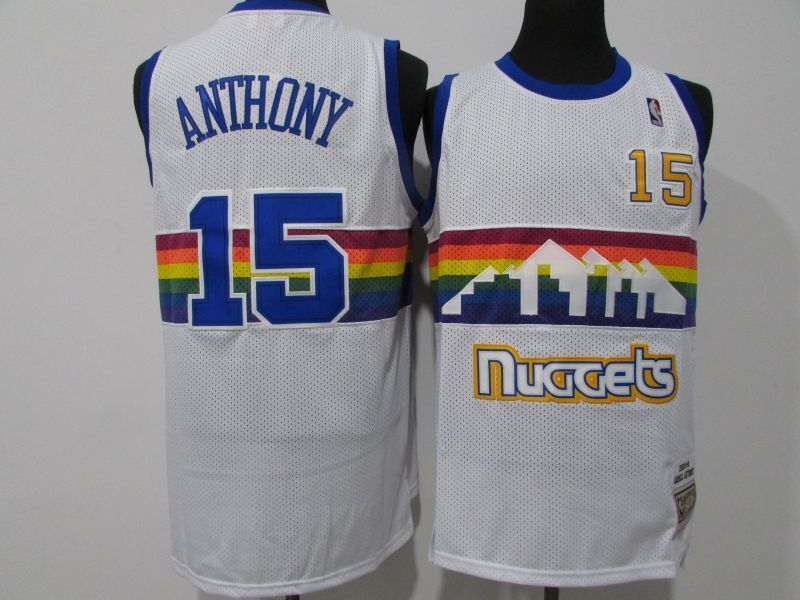 denver nuggets#15 nikola jokic Nuggets 15 # Rainbow Edition Anthony Retro Logo White