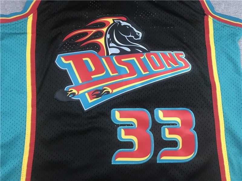 detroit pistons #33 grant hill Pistons 33 Black Retro Logo Style 1
