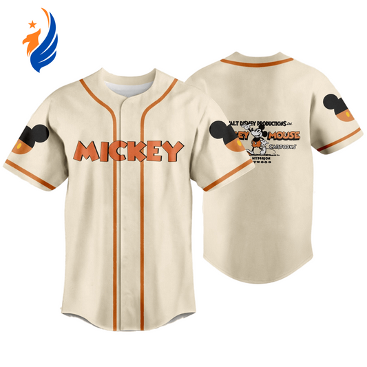 Vintage Disney Mickey Mouse Sound Cartoon Baseball Jersey - Authentic Walt Disney Production Shirt - Bafud