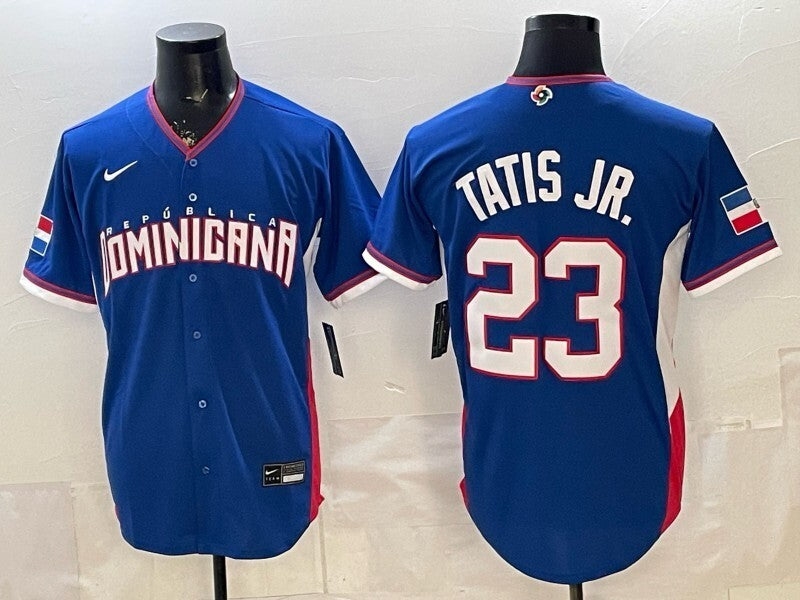 dominican republic baseball #23 fernando tatis jr. Blue 2026 world