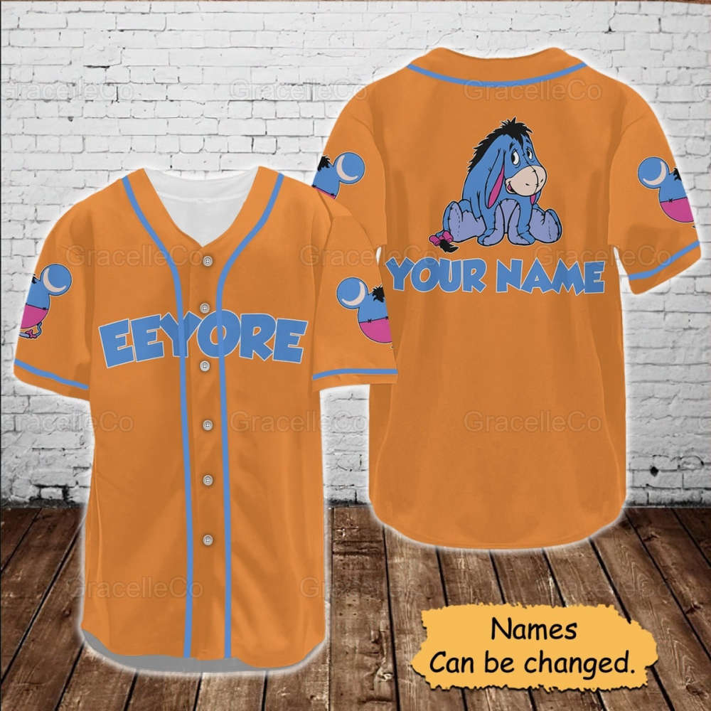 Eeyore Custom Baseball Jersey Shirt, Disney Eeyore Jersey Shirt, Disney Trip Baseball Shirt, Eeyore Donkey Disney Tee, Funny Disney Shirt. - lylyprint.com