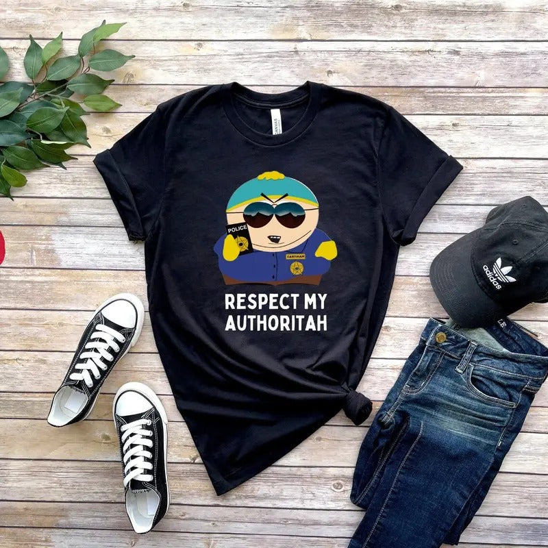 eric cartman t-shirt, respect my authoritah sweatshirt, southpark t shirt, animated cartoon, 90s t shirt, gift for fans of southpark