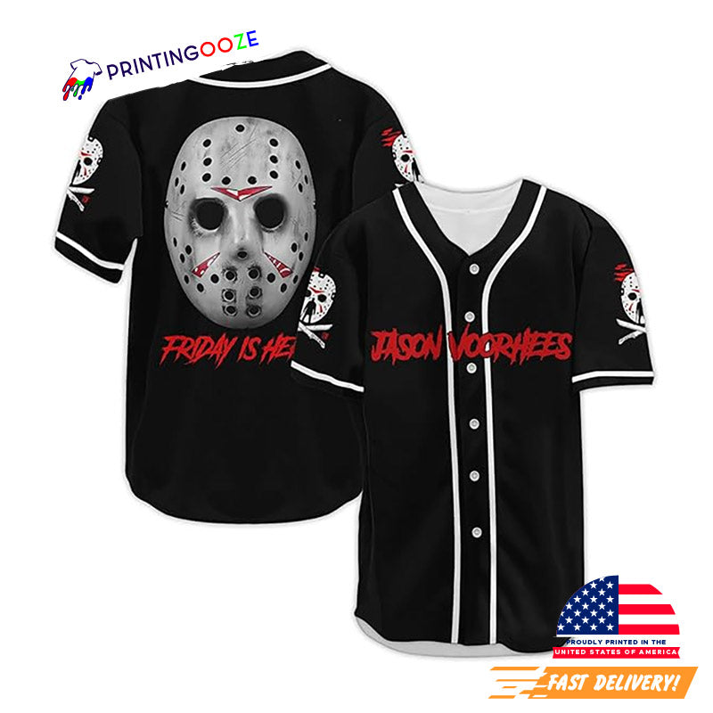 Friday 13th Jason Voorhees Mask Black Baseball Jersey