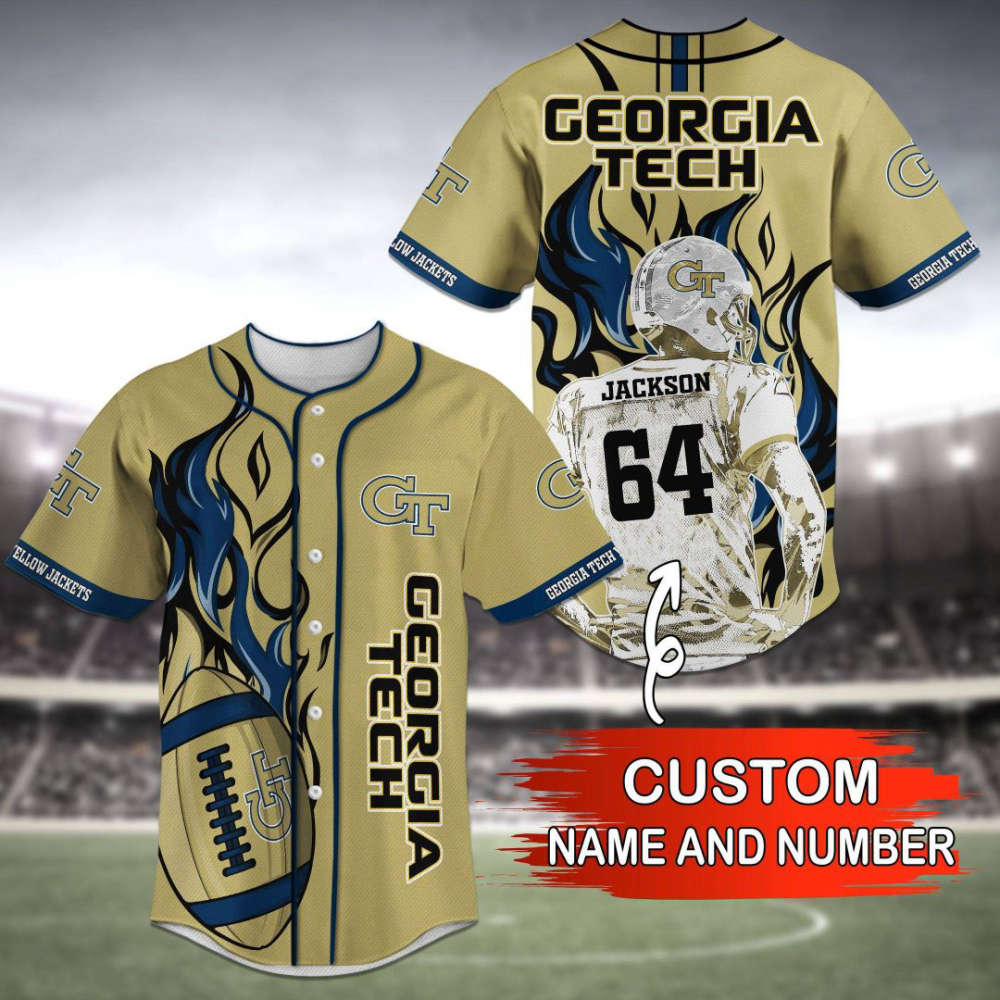 Georgia Tech Yellow Jackets Baseball Jersey Personalized 2023 Gift For Men Women - lylyprint.com T-Shirts,... (Image 2)