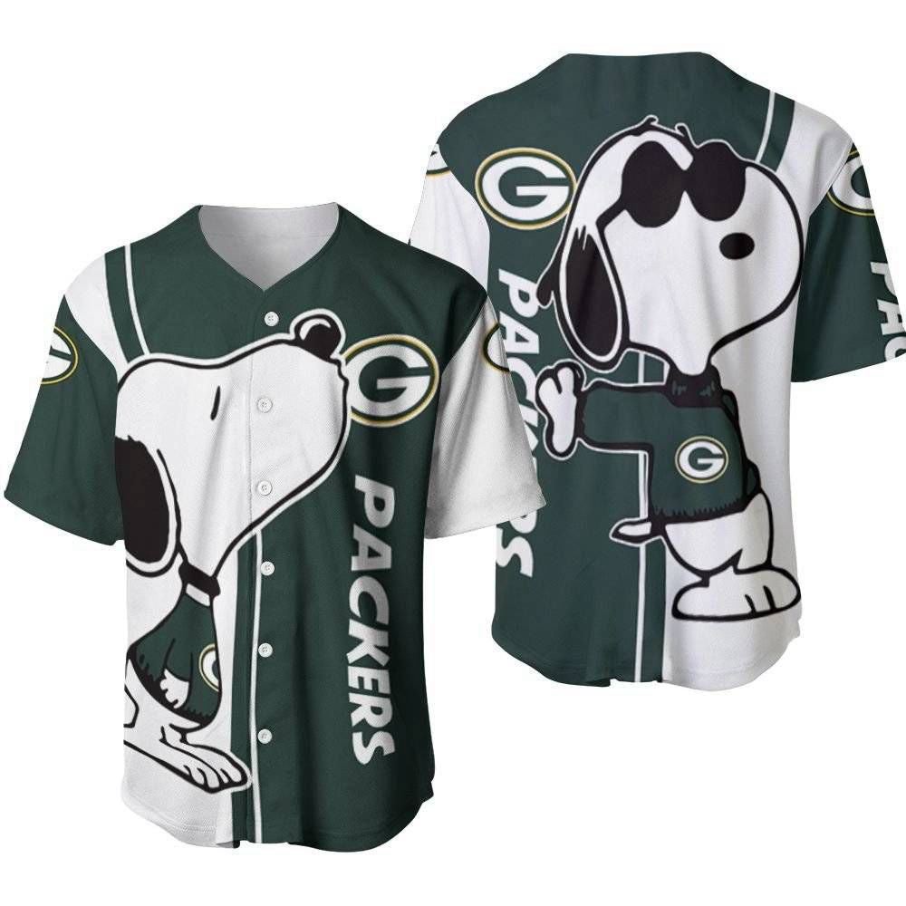 Green Bay Packers Snoopy Lover Printed Baseball Jersey - Gift for Women Men - Bafud