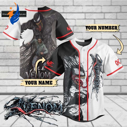 Custom Halloween Venom Shirt: Personalized Cosplay Jersey Horror Movie Baseball Tee Marvel Venom Button Shirt & More! - Bafud