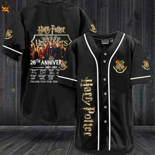 Harry Potter Characters Signature 20th Anniversary Hogwarts All Over Print Unisex Baseball Jersey - lylyprint.com