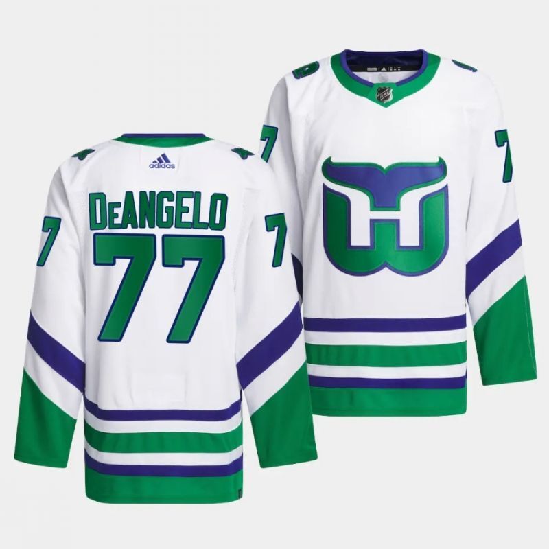 hurricanes whalers #77 tony deangelo white jersey