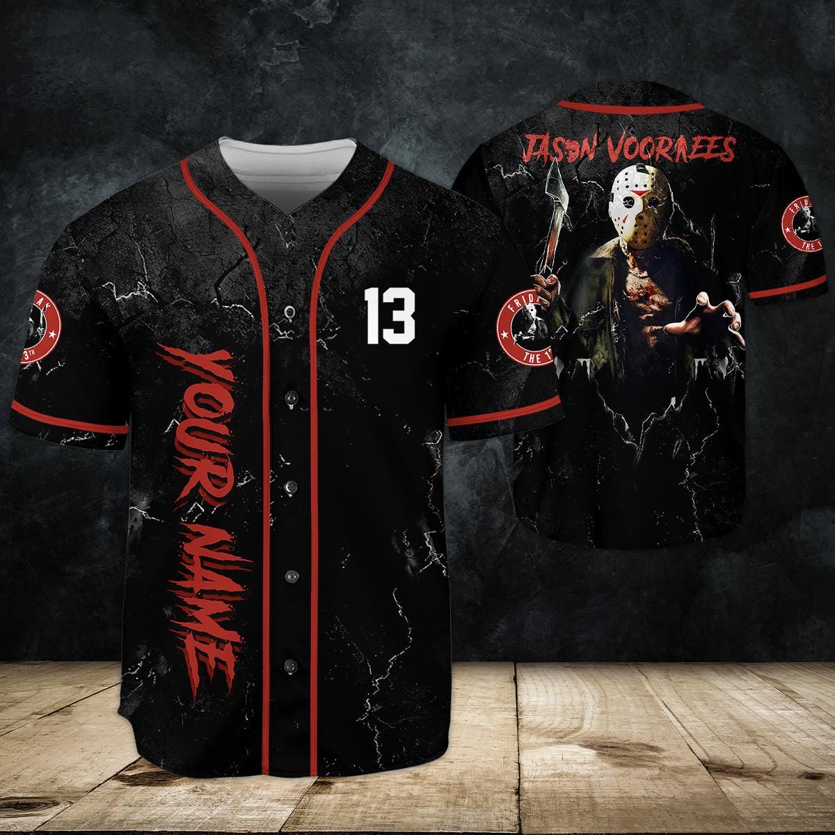 Custom Jason Voorhees Baseball Jersey, Friday the 13th Horror Jersey, Personalized Halloween Jersey Shirt, Scary Movie Fan Gift