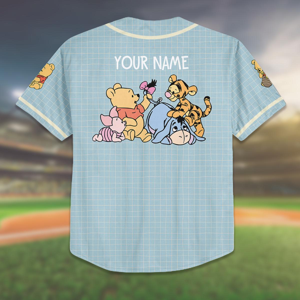 Winnie the Pooh Baseball Jersey, Custom Name Shirt, Kid Youth Adult Jersey, Christmas Gift, Holiday Gift, Disney Matching Outfit