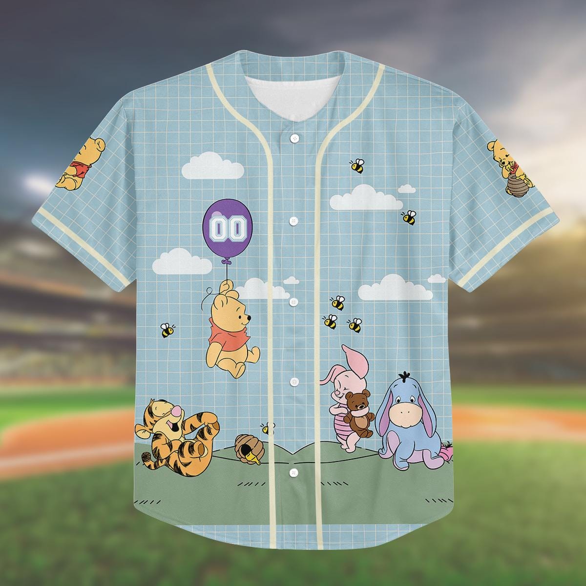 Winnie the Pooh Baseball Jersey, Custom Name Shirt, Kid Youth Adult Jersey, Christmas Gift, Holiday Gift, Disney Matching Outfit