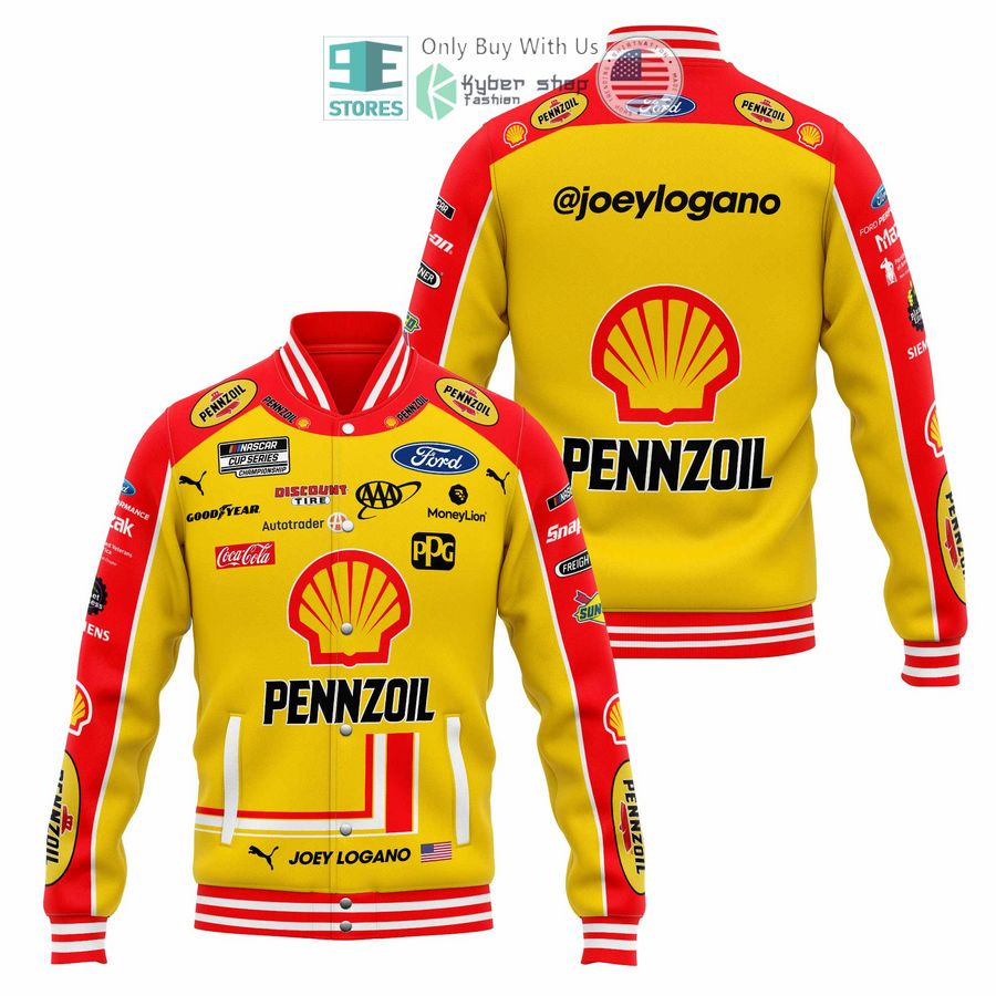 BEST Joey Logano Pennzoil Baseball Jacket