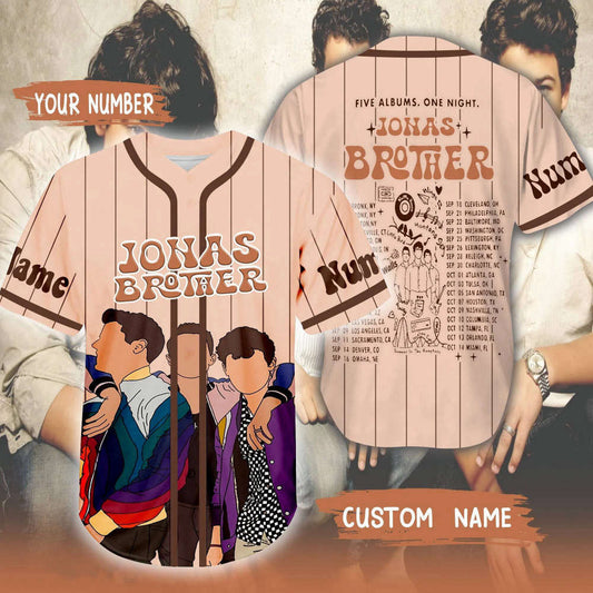 Jonas Brothers 5 Album 1 Night Concert Baseball Jersey - Joe Jonas Merch The Tour 2023 Pop Rock Band Shirt - Aopprinter