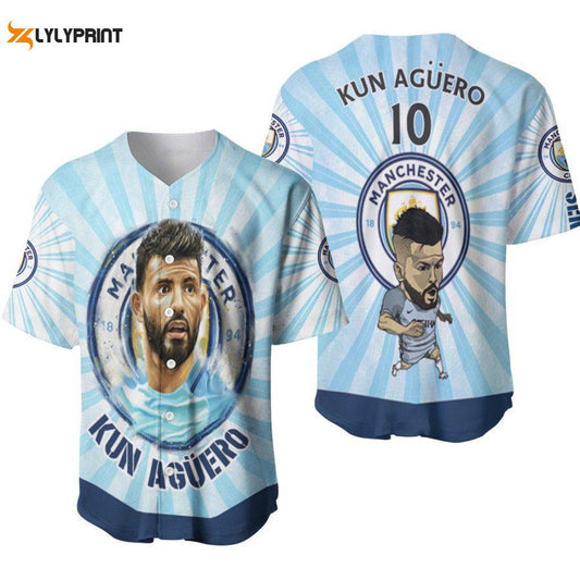 Kun Aguero 10 Sergio Aguero Best Footballer Funny Chibi Manchester City Designed Allover Gift For Aguero Fans Baseball Jersey Gifts for Fans - lylyprint.com