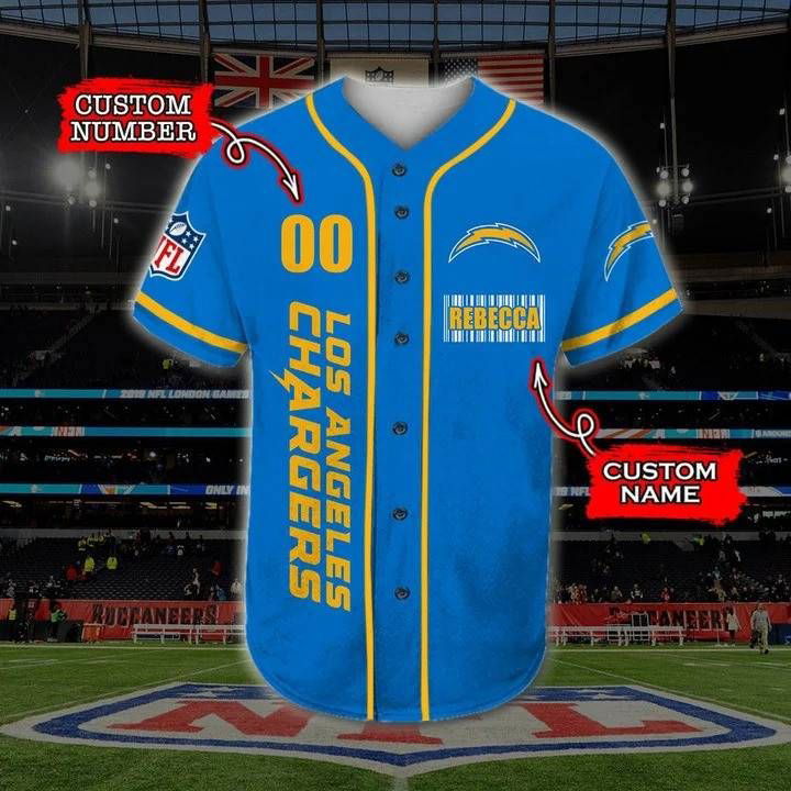 Los Angeles Chargers Personalized Baseball Jersey Gift for Men Dad - lylyprint.com T-Shirts, Hoodie, Sweatshirt (Image 4)