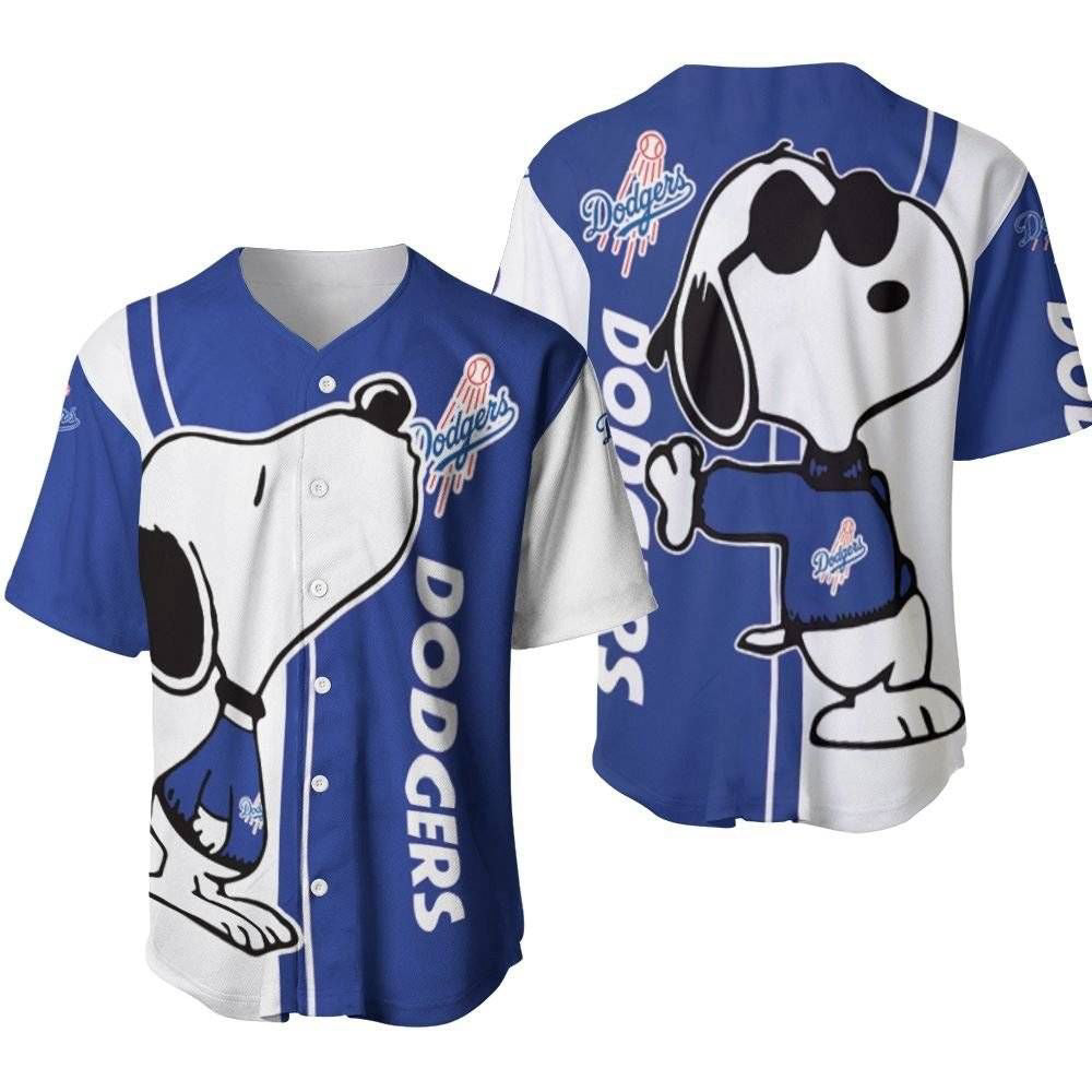 Los Angeles Dodgers Snoopy Lover Printed Baseball Jersey Gift for Men Dad - Gift for Women Men - Bafud