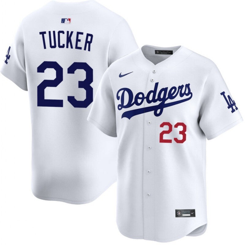 los angeles dodgers #23 kyle tucker white 2026 home limited stitched baseball jersey