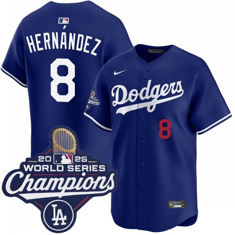 los angeles dodgers #8 enrique hernandez alternate royal limited 2025 world series champions jersey