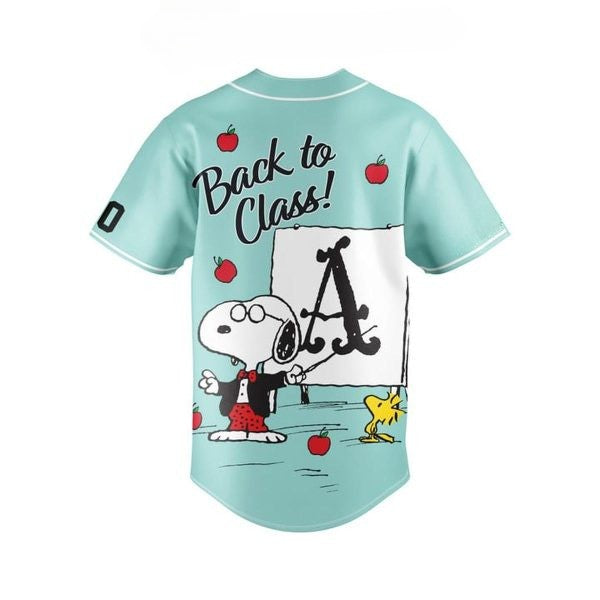 Lovely Cute Snoopy Teacher Back To Class Blue Baseball Jersey