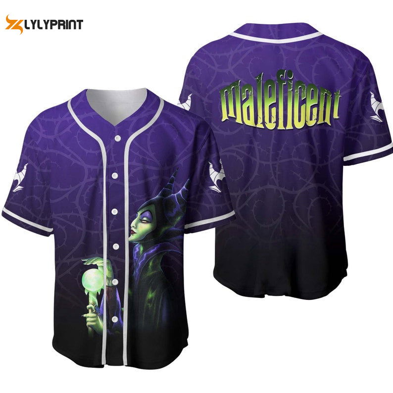 Maleficent All Over Print Baseball Jersey - Ombre Purple Black - lylyprint.com