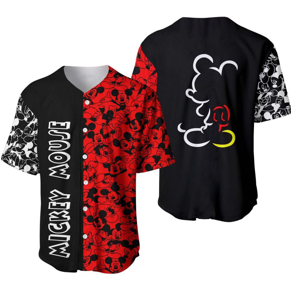 Mickey Mouse Disney Baseball Jersey - Stylish Casual Outfit with Cartoon Graphic Disney Fans - Bafud