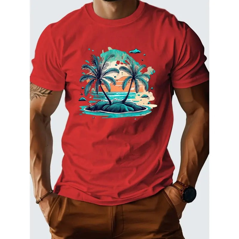 minimalist beach G500 pure cotton men's Tshirt comfort fit Made in USA