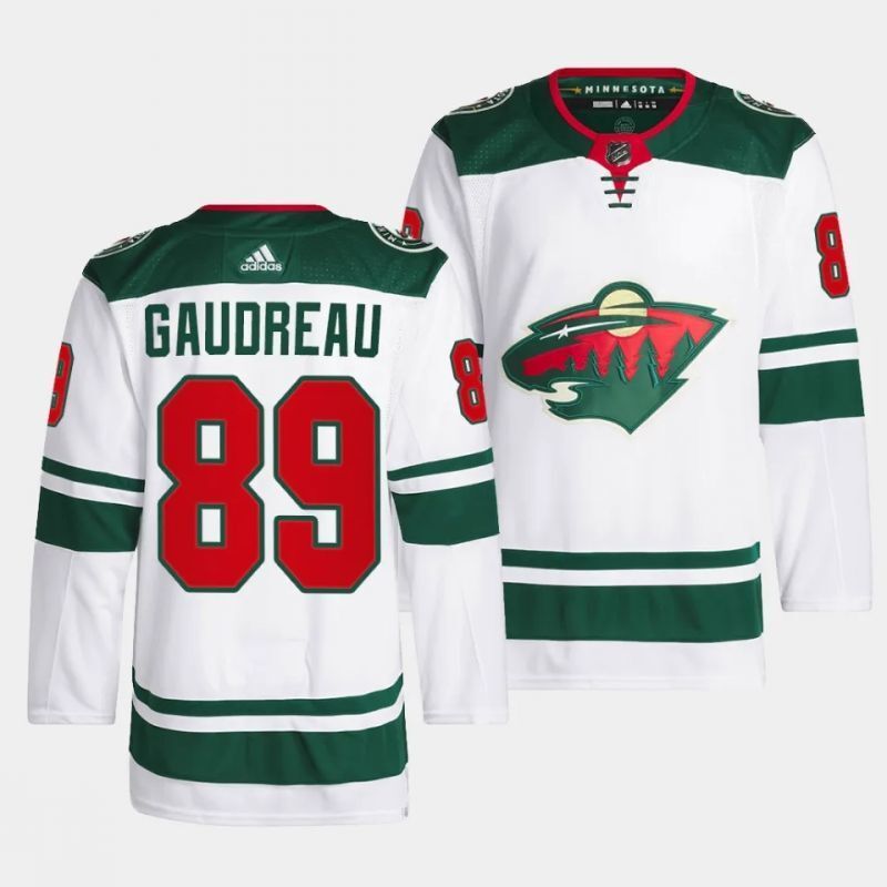 minnesota wild #89 frederick gaudreau away white men jersey