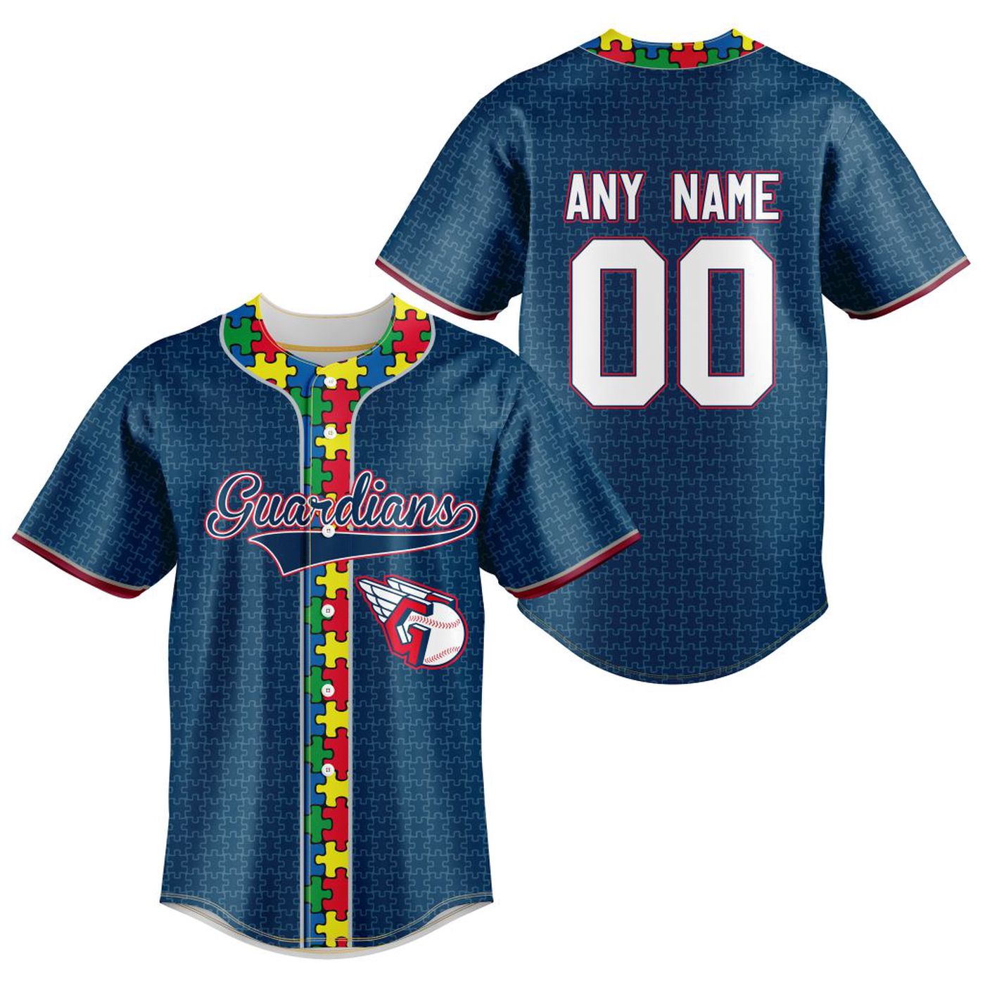 MLB Cleveland Guardians Specialized Baseball Jersey Fearless Aganst Autism Gift for Men Women - Bafud T-Shirts,... (Image 2)