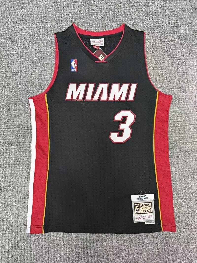mn Retro Hot Press Jersey sw Heat Team 201213 Season Black 3 # Wade Style 2